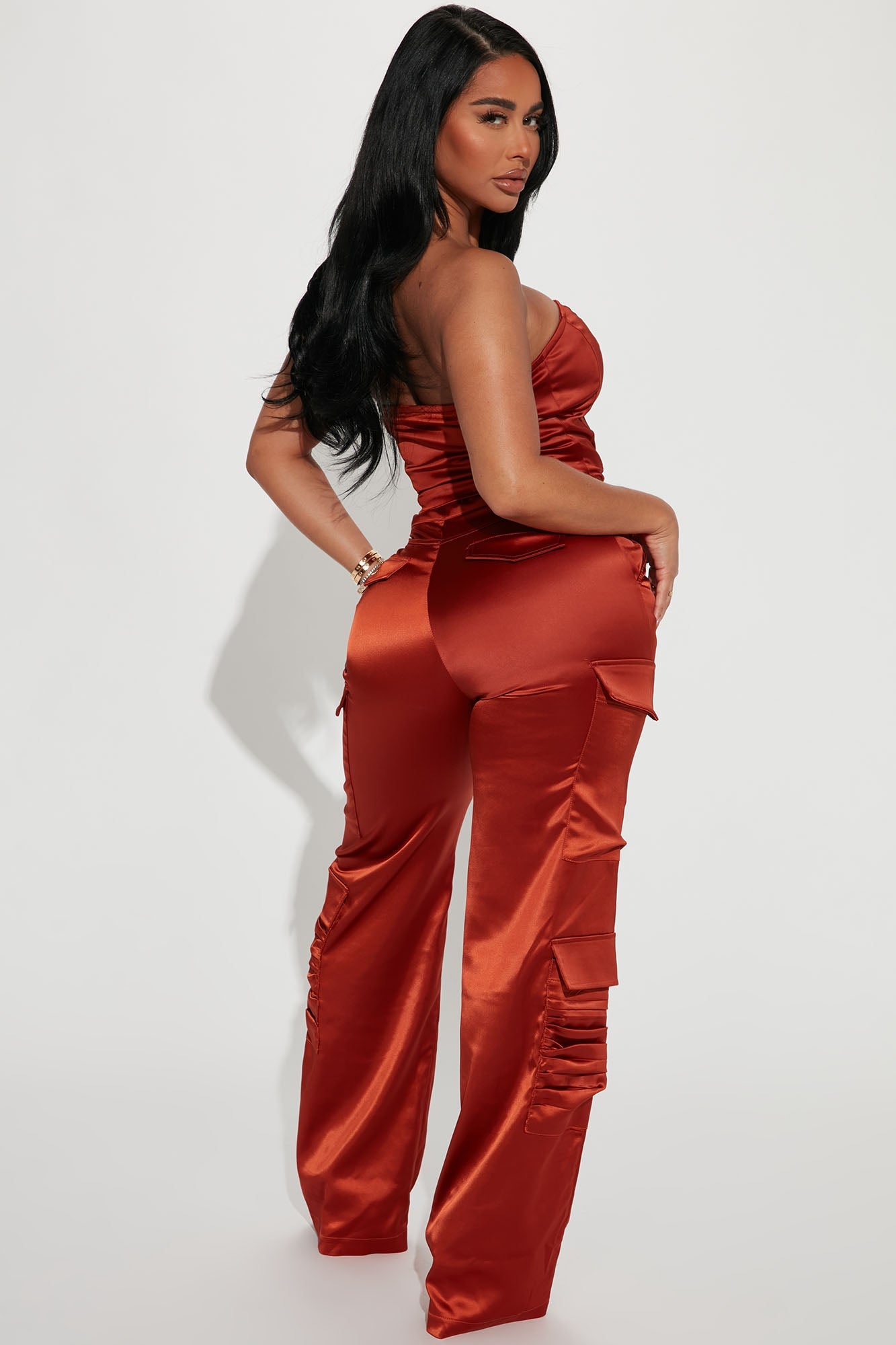 Amirah Satin Pant Set - Copper