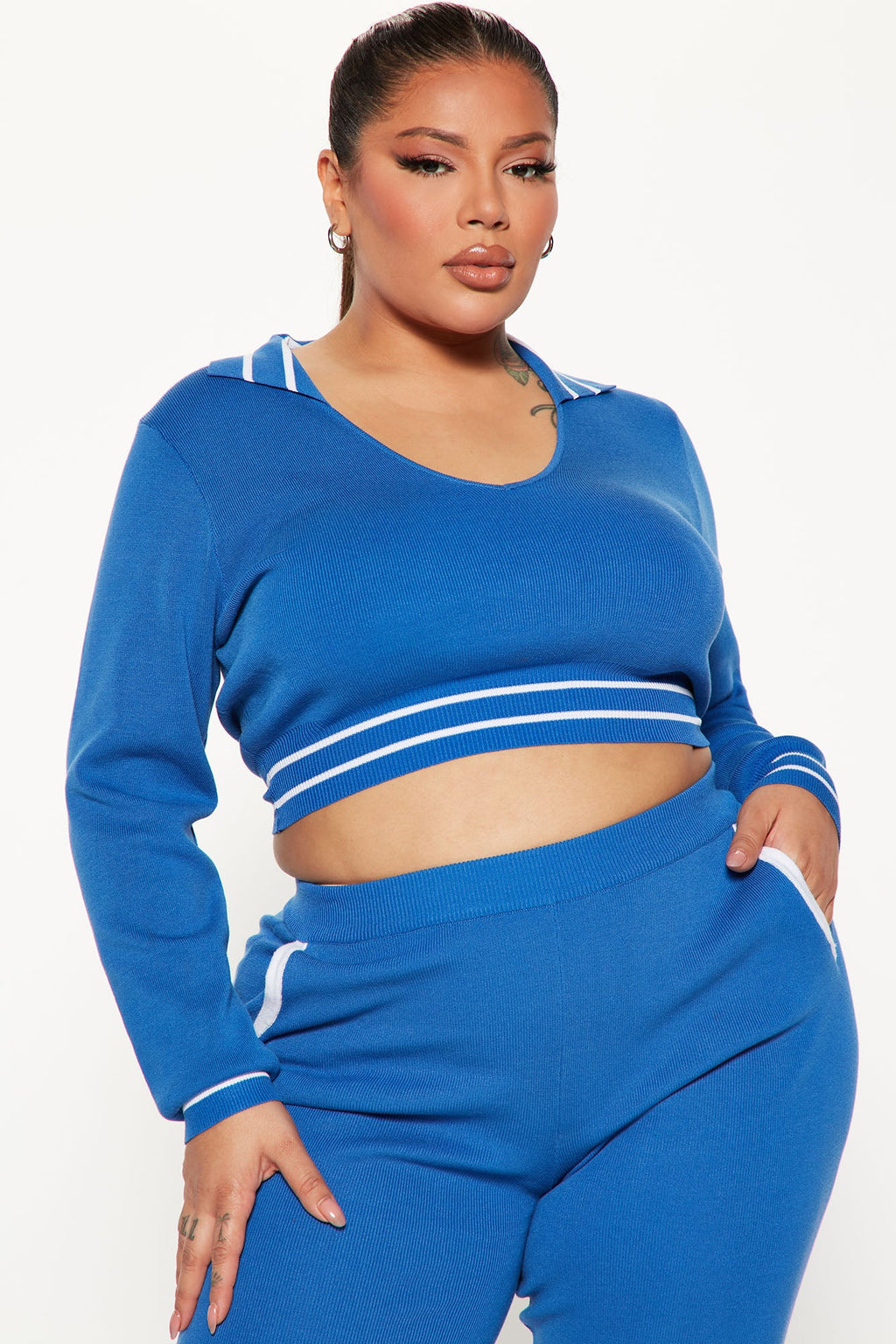 Stay With Me Sweater Pant Set  - Blue