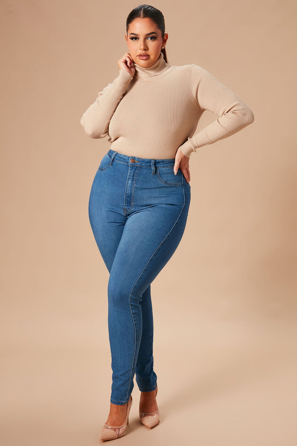 Tara Turtle Neck Sweater - Khaki