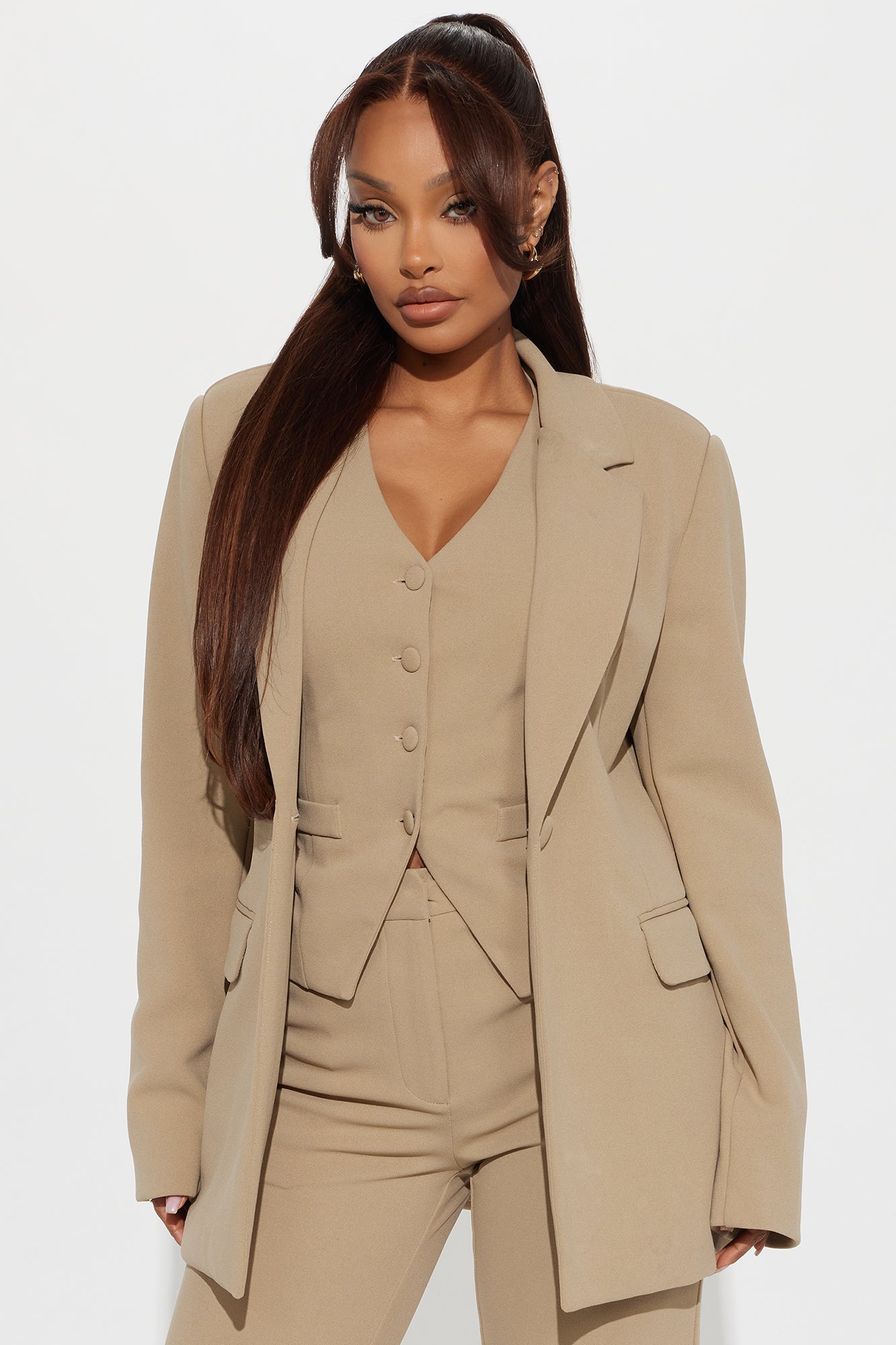 Core Competency 2 Piece Blazer - Taupe