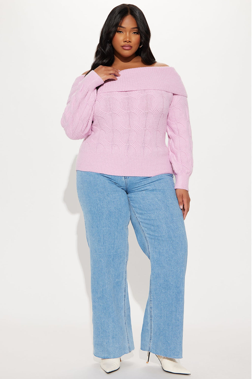 Mila Off Shoulder Sweater - Pink