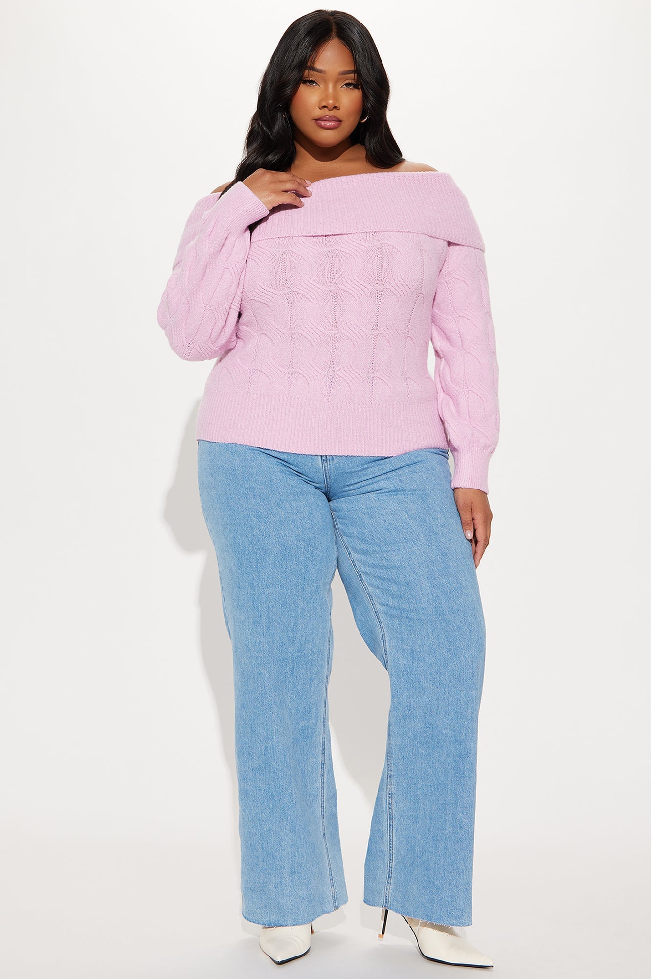 Mila Off Shoulder Sweater - Pink