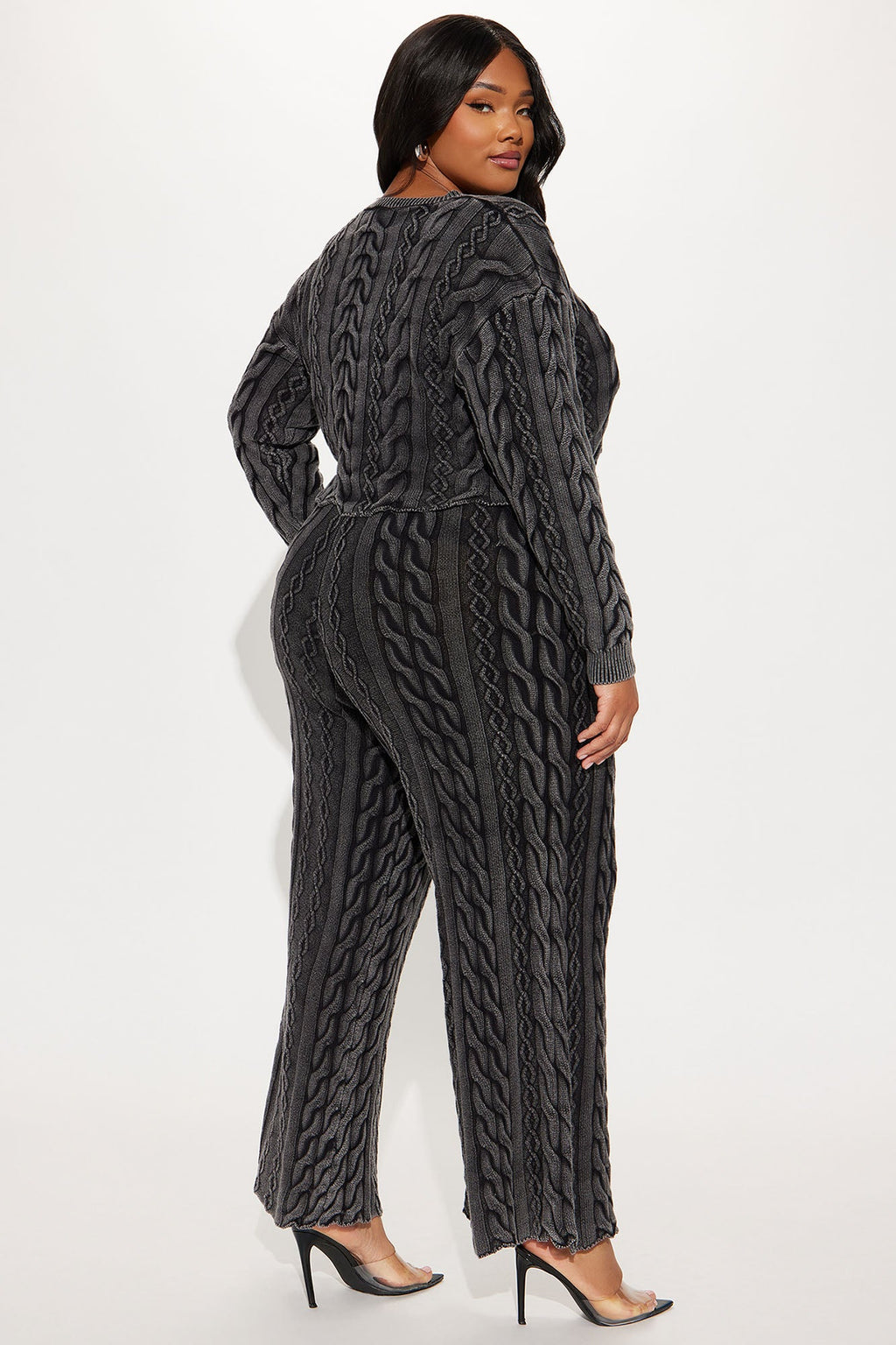 Ineza Mineral Wash Sweater Pant Set - Charcoal