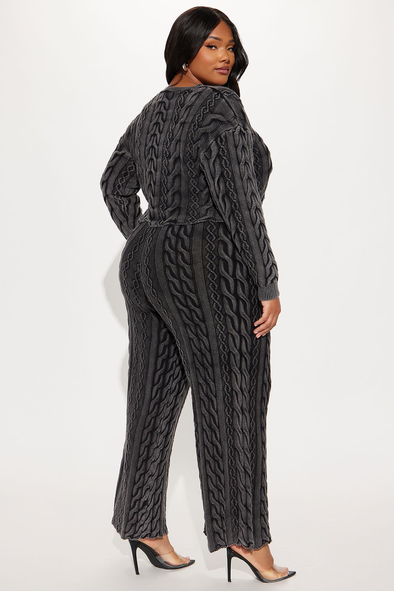 Ineza Mineral Wash Sweater Pant Set - Charcoal