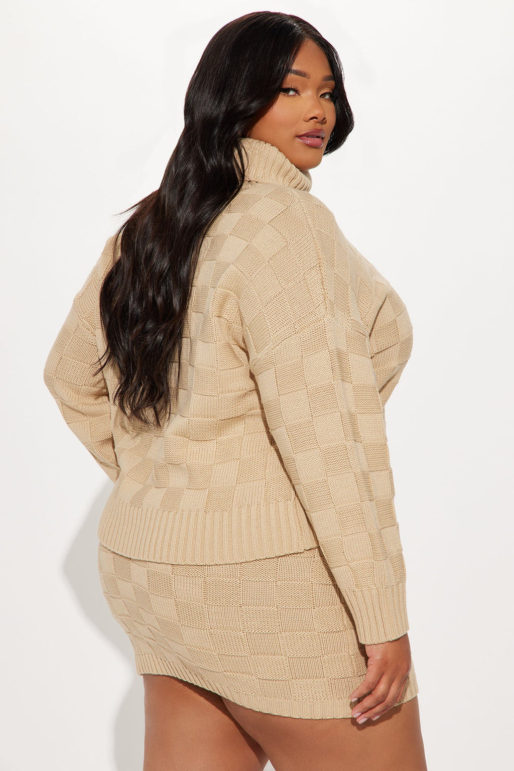 Check Me Sweater Skirt Set - Taupe