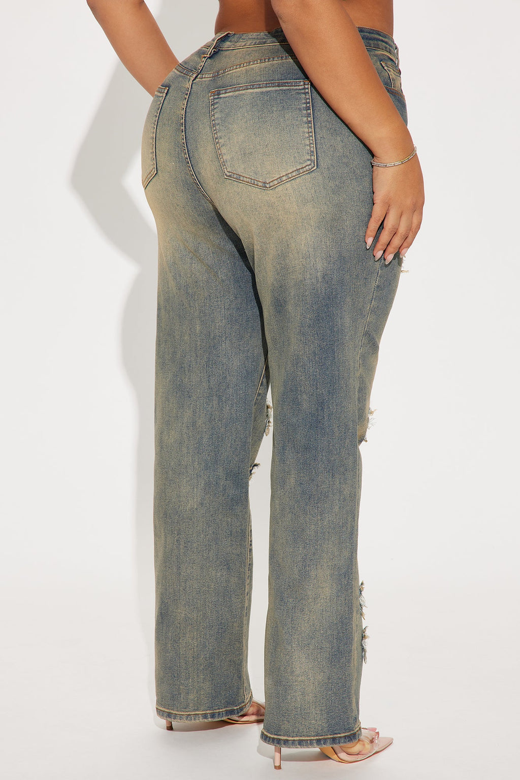Sara Star Stretch Tinted Straight Leg Jeans - Vintage Wash