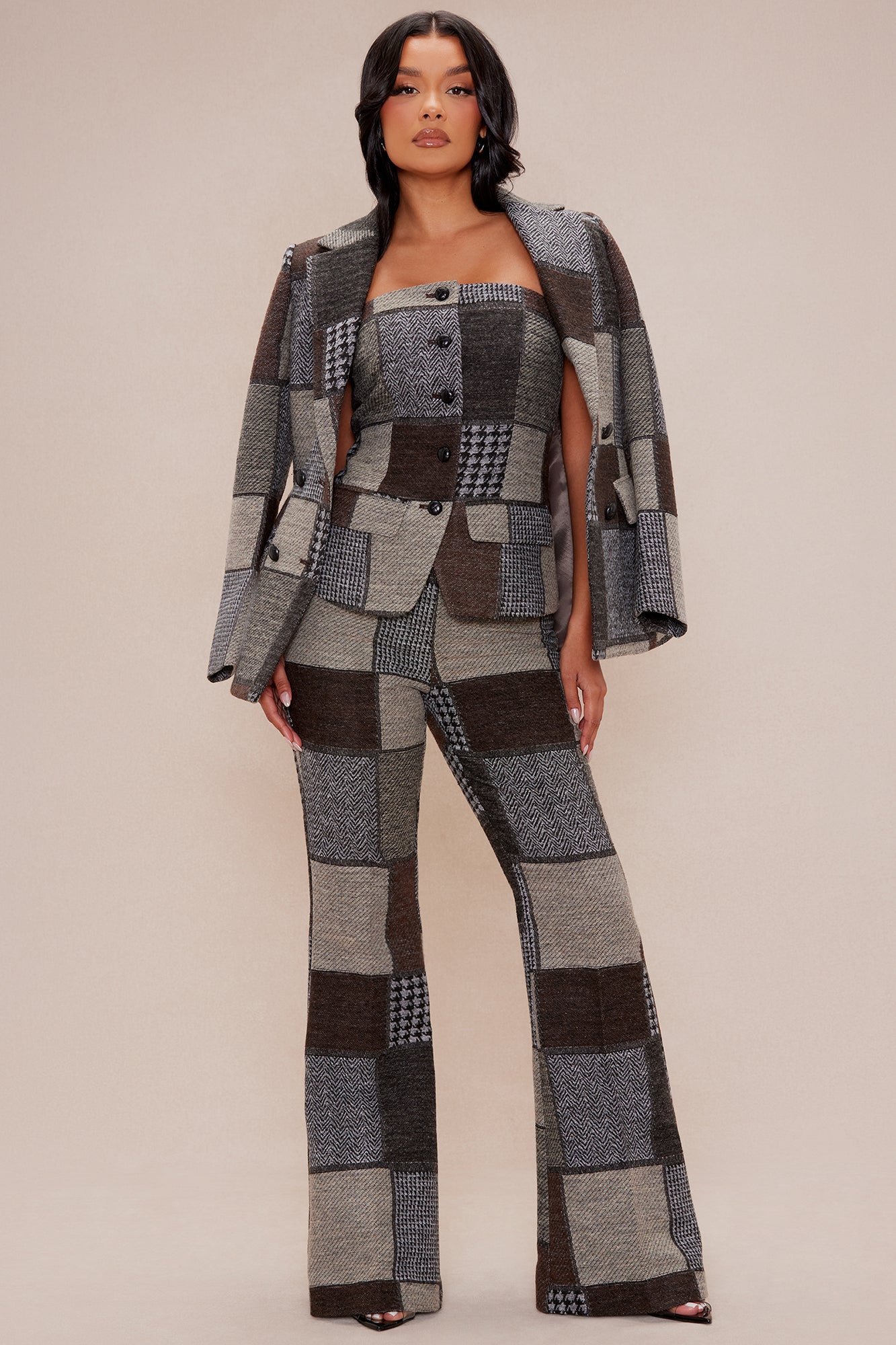 Harriet Patched Top - Brown/combo