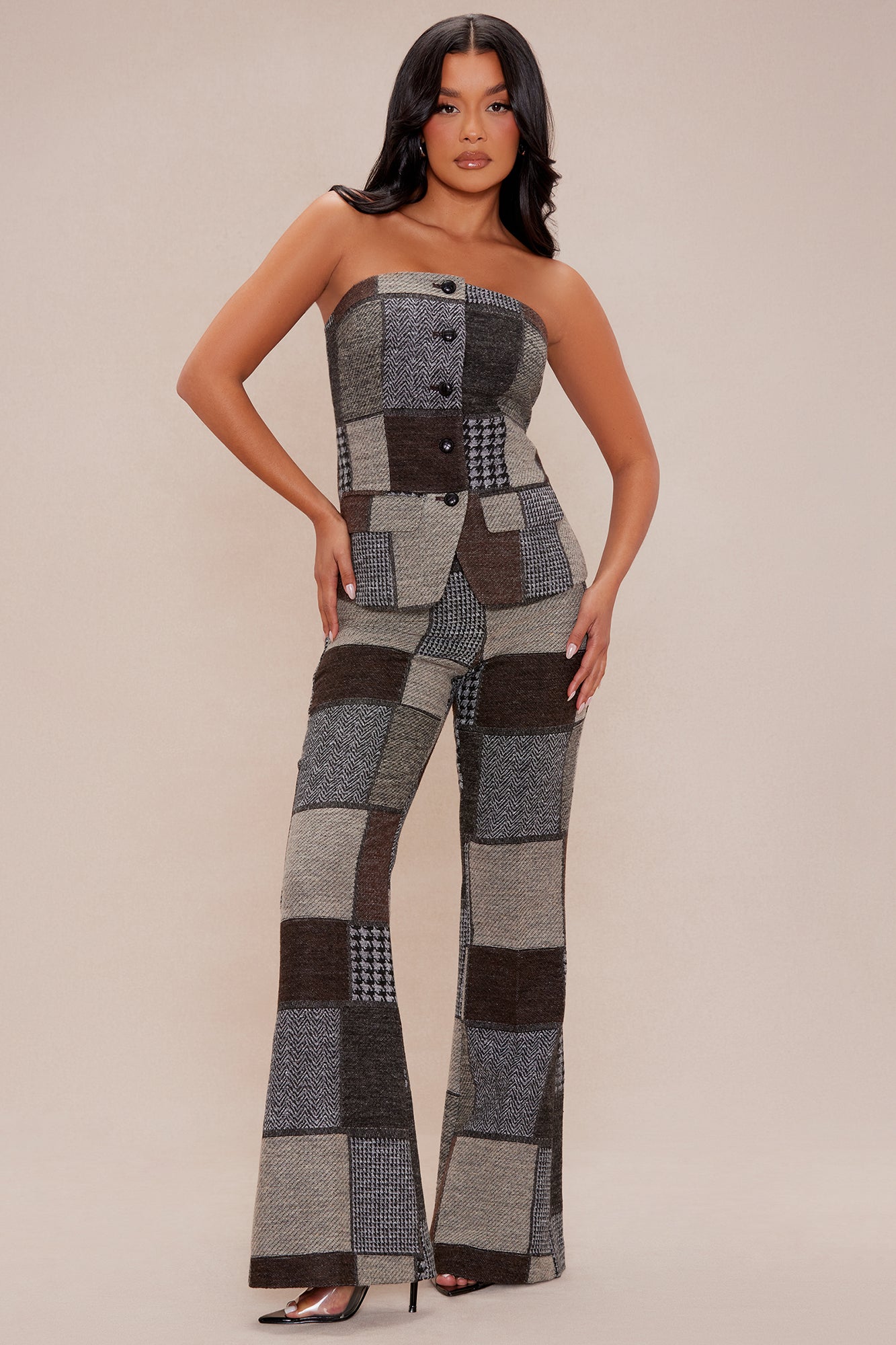 Harriet Patched Top - Brown/combo