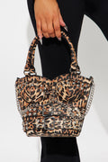 Heart Throb Studded Satchel Bag - Leopard