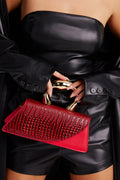 Luxe Scales Embossed Croc Clutch - Red