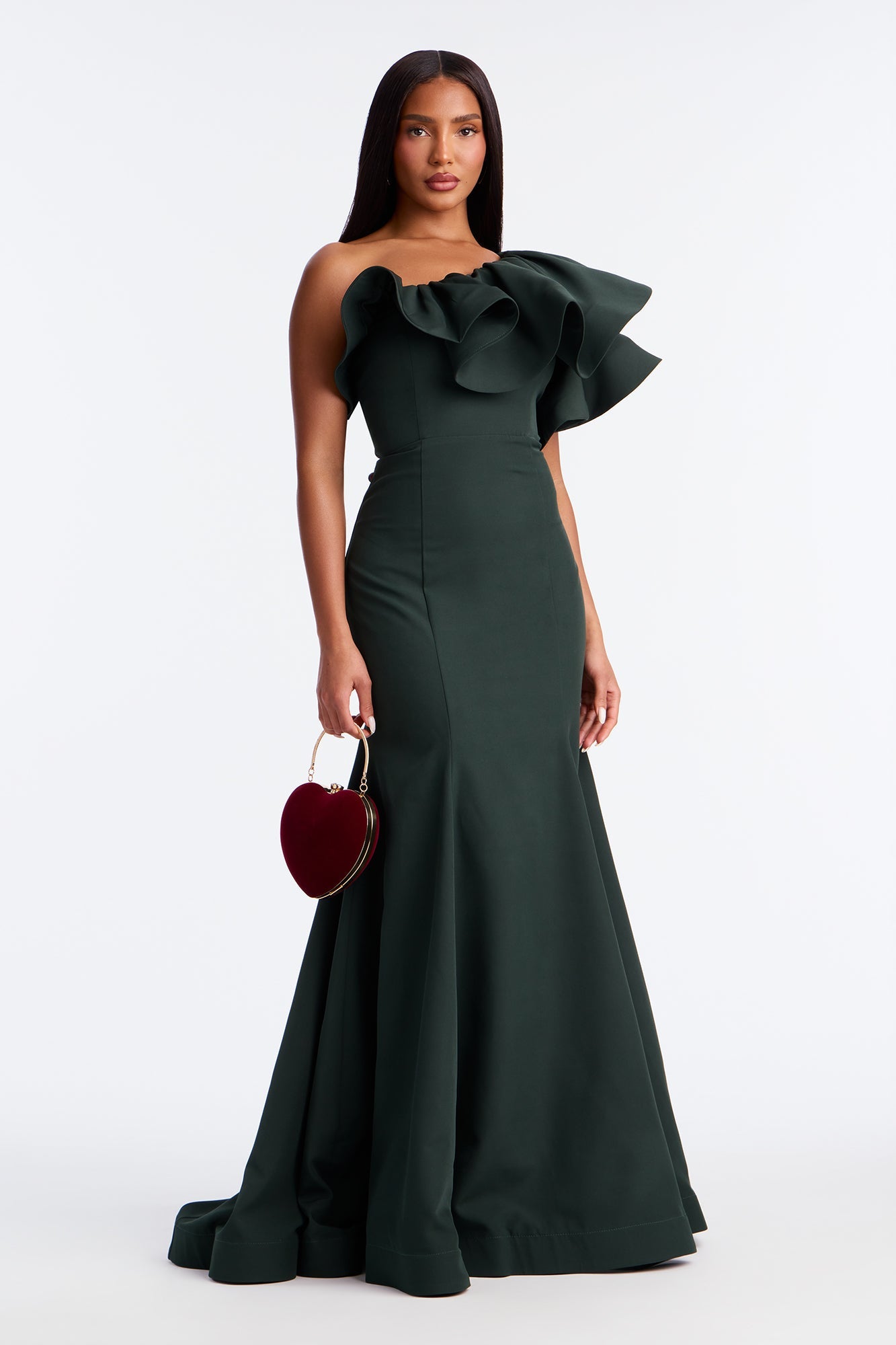 Sweetheart Luxe Velvet Heart Clutch - Burgundy