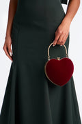 Sweetheart Luxe Velvet Heart Clutch - Burgundy