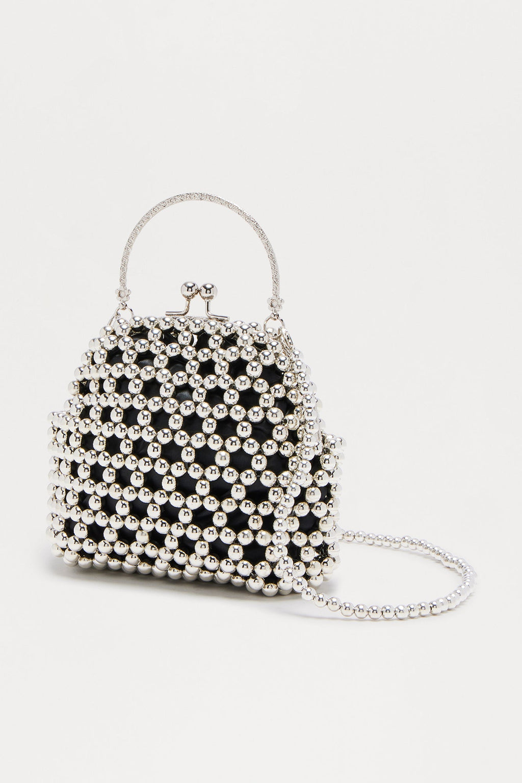 Pretty Penny Beaded Clutch - Silver