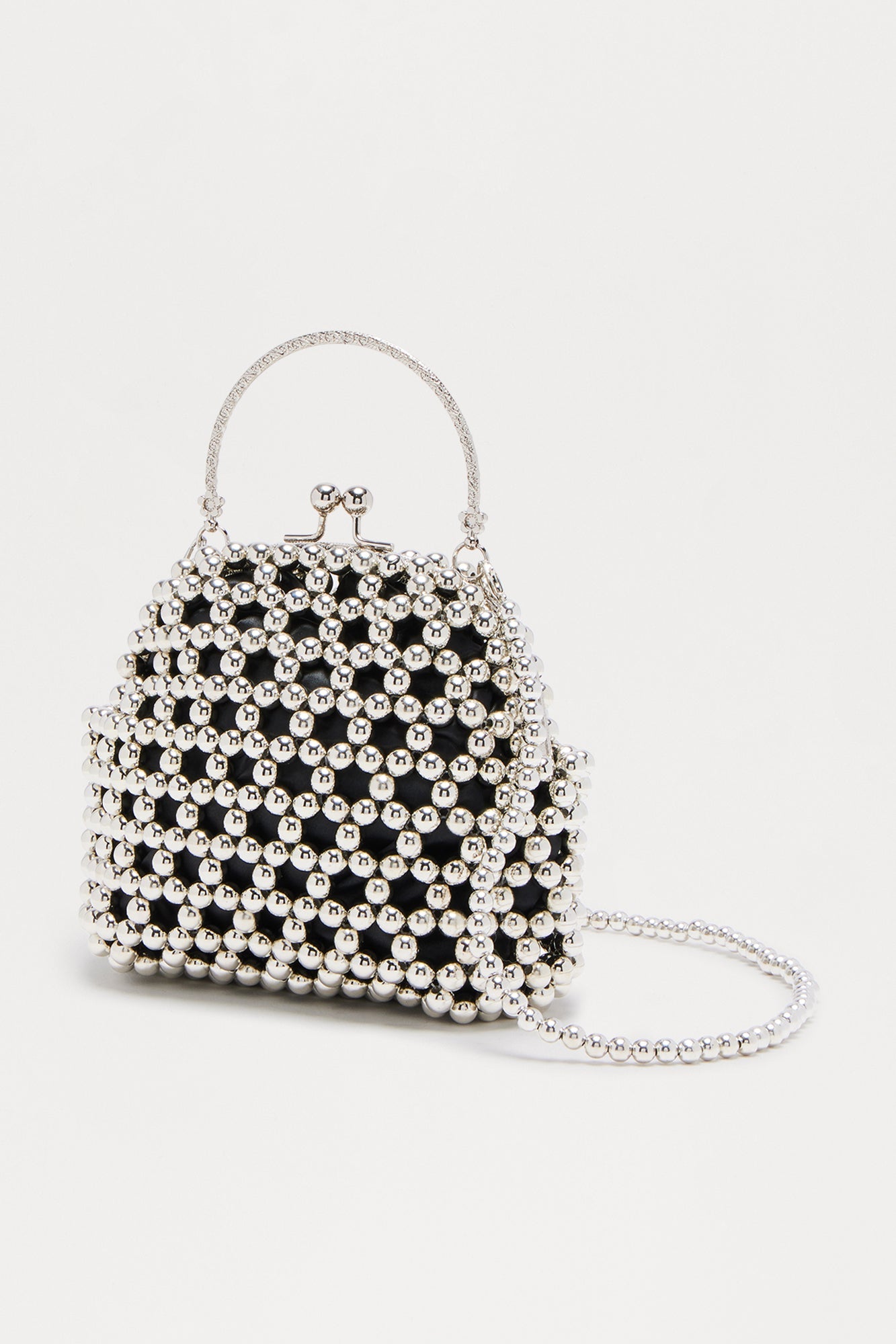 Pretty Penny Beaded Clutch - Silver