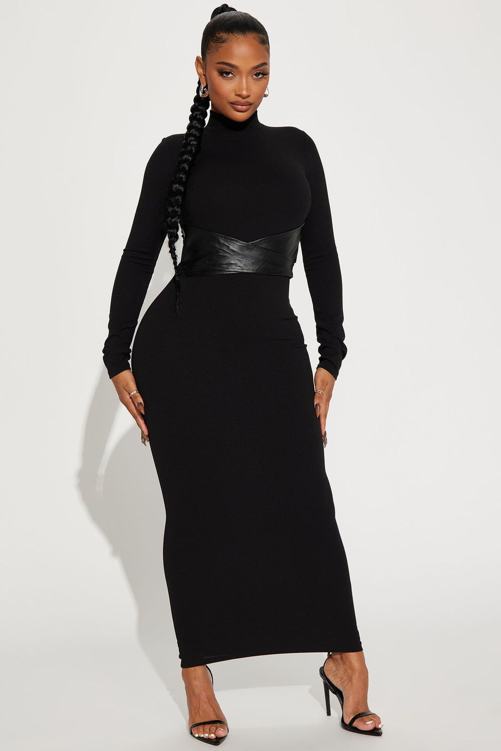 Brianna Belted Maxi Dress - Black