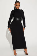 Brianna Belted Maxi Dress - Black