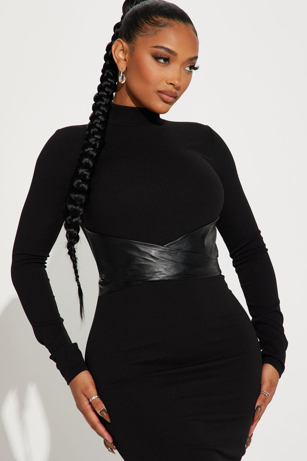 Brianna Belted Maxi Dress - Black