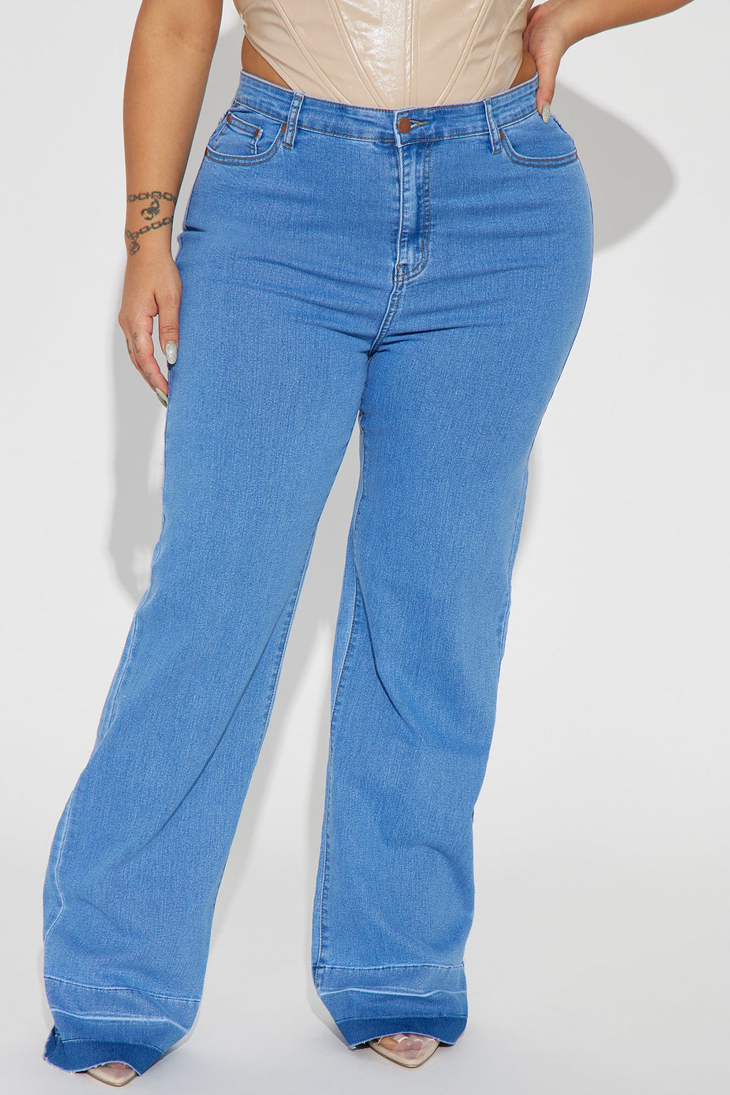 Chantal Stretch Wide Leg Jeans - Vintage Wash