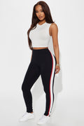 Sports Club Striped Legging - Black/combo