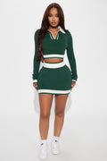 High Class Polo Sweater Skirt Set - Hunter