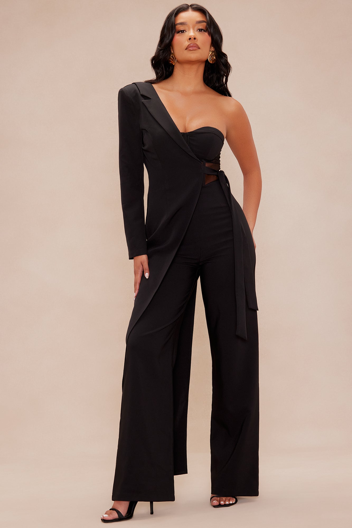 Standing On Business Blazer Jumpsuit - Black