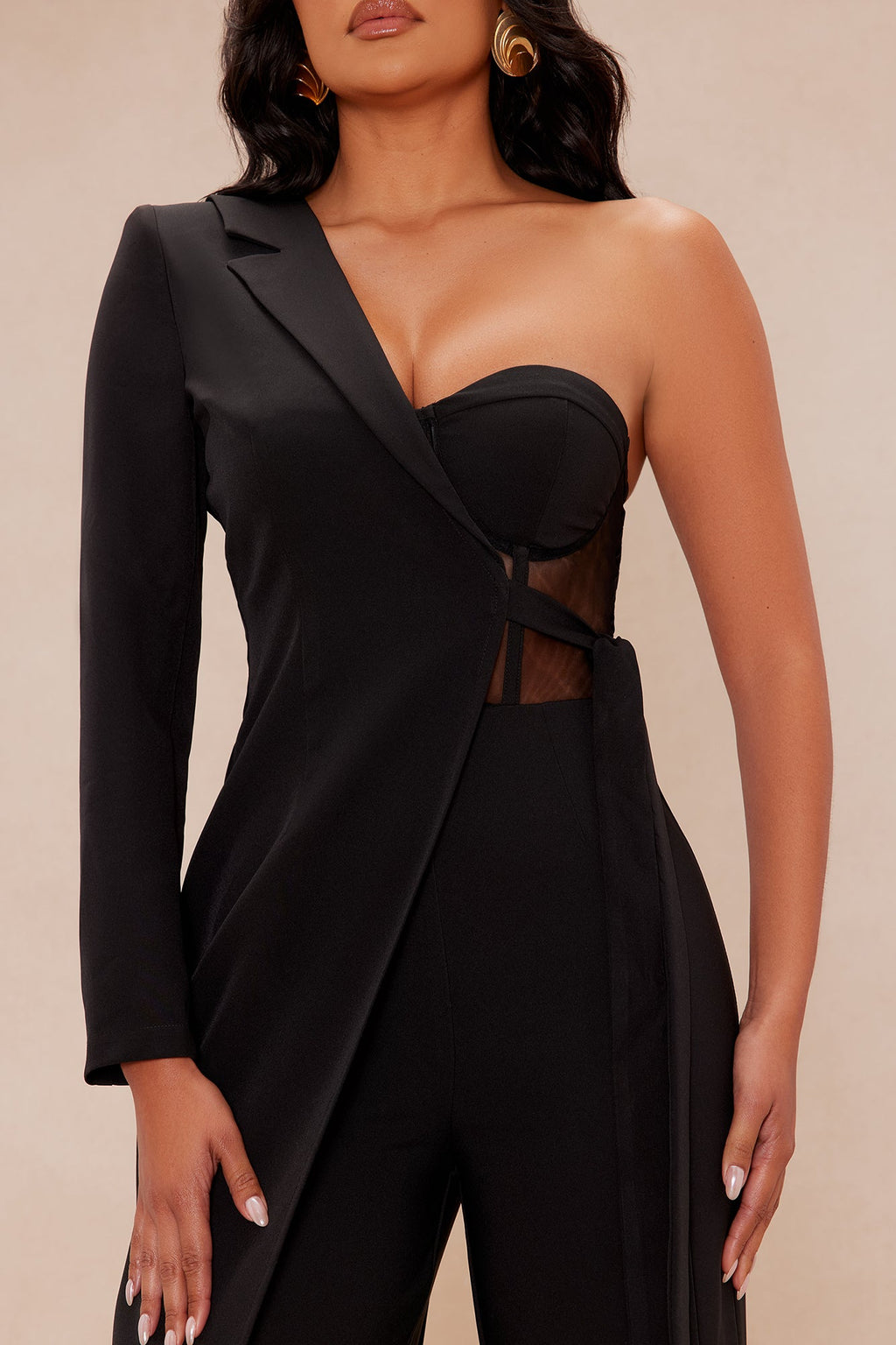 Standing On Business Blazer Jumpsuit - Black