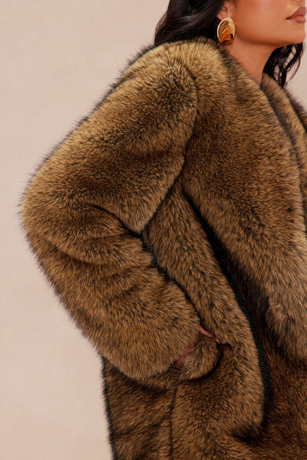 So Demure Faux Fur Coat - Brown