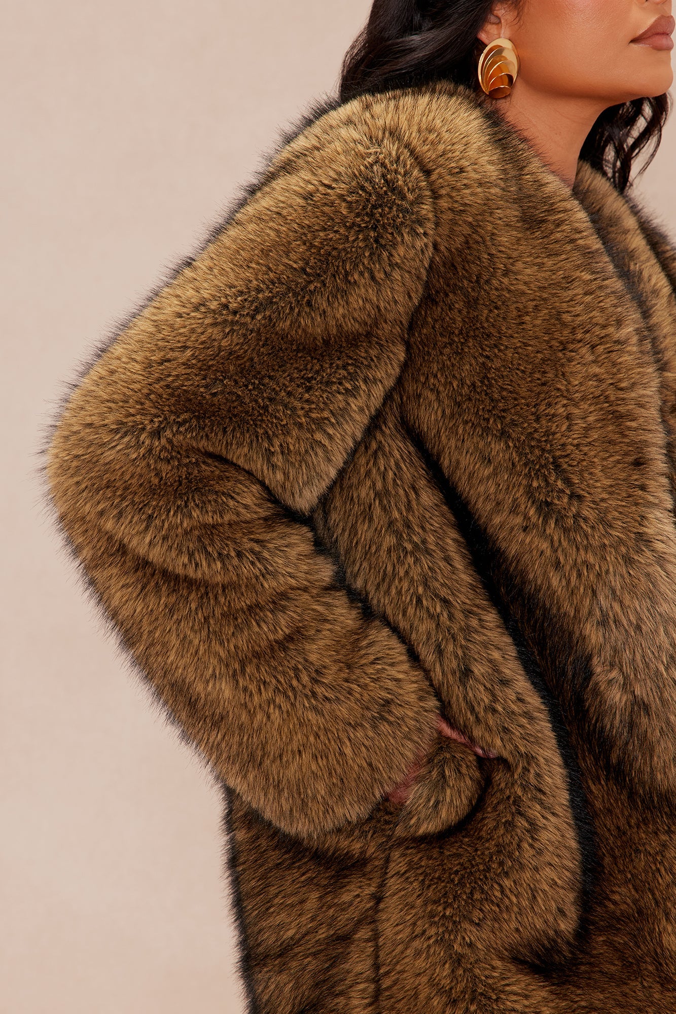 So Demure Faux Fur Coat - Brown