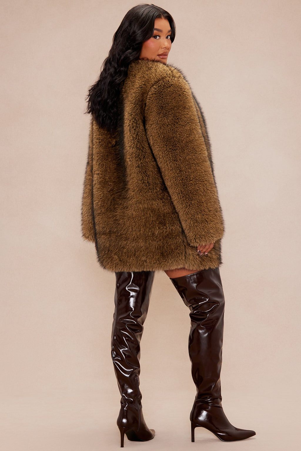 So Demure Faux Fur Coat - Brown