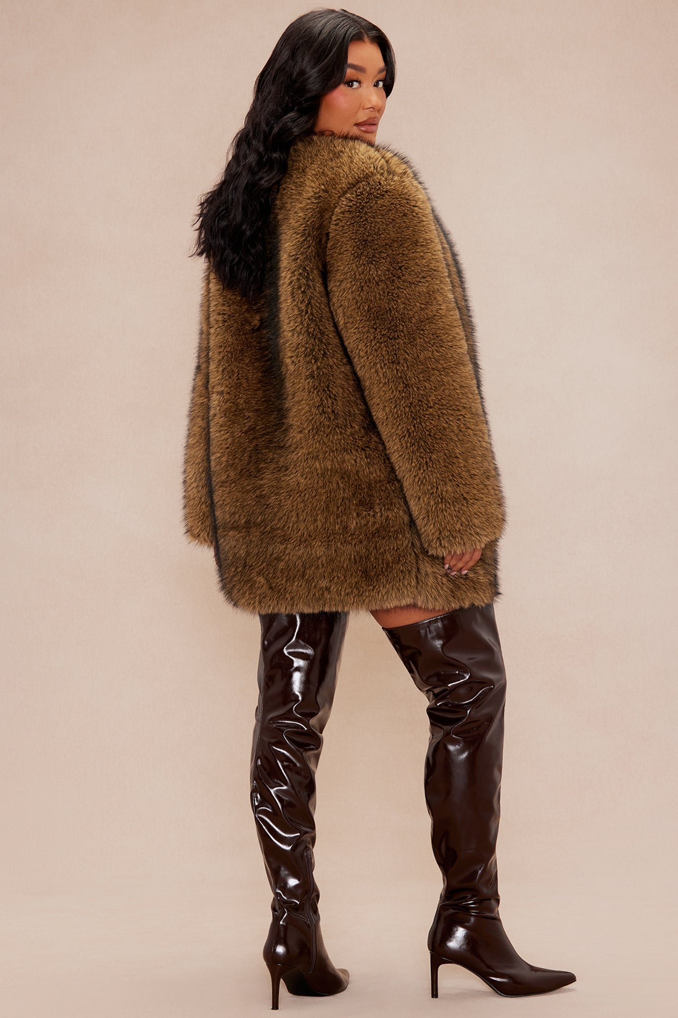 So Demure Faux Fur Coat - Brown
