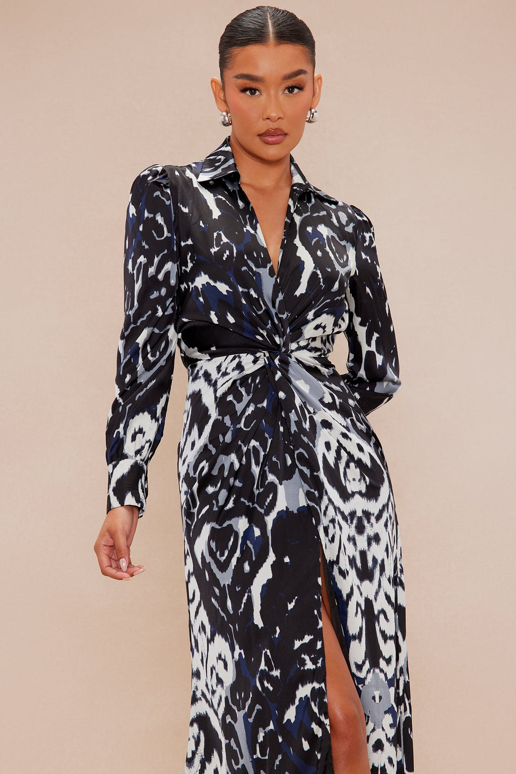 Lienna Satin Maxi Dress - Black/combo