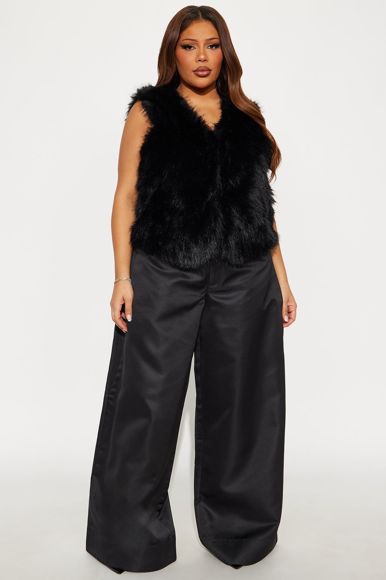 Daniela Faux Fur Vest - Black