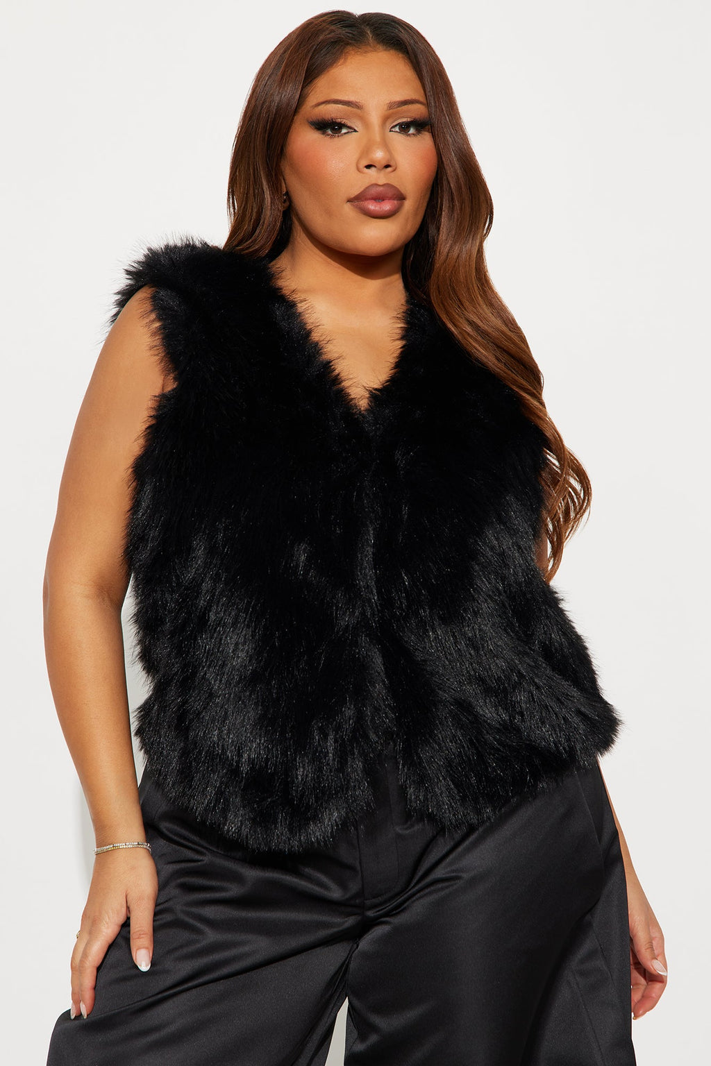 Daniela Faux Fur Vest - Black