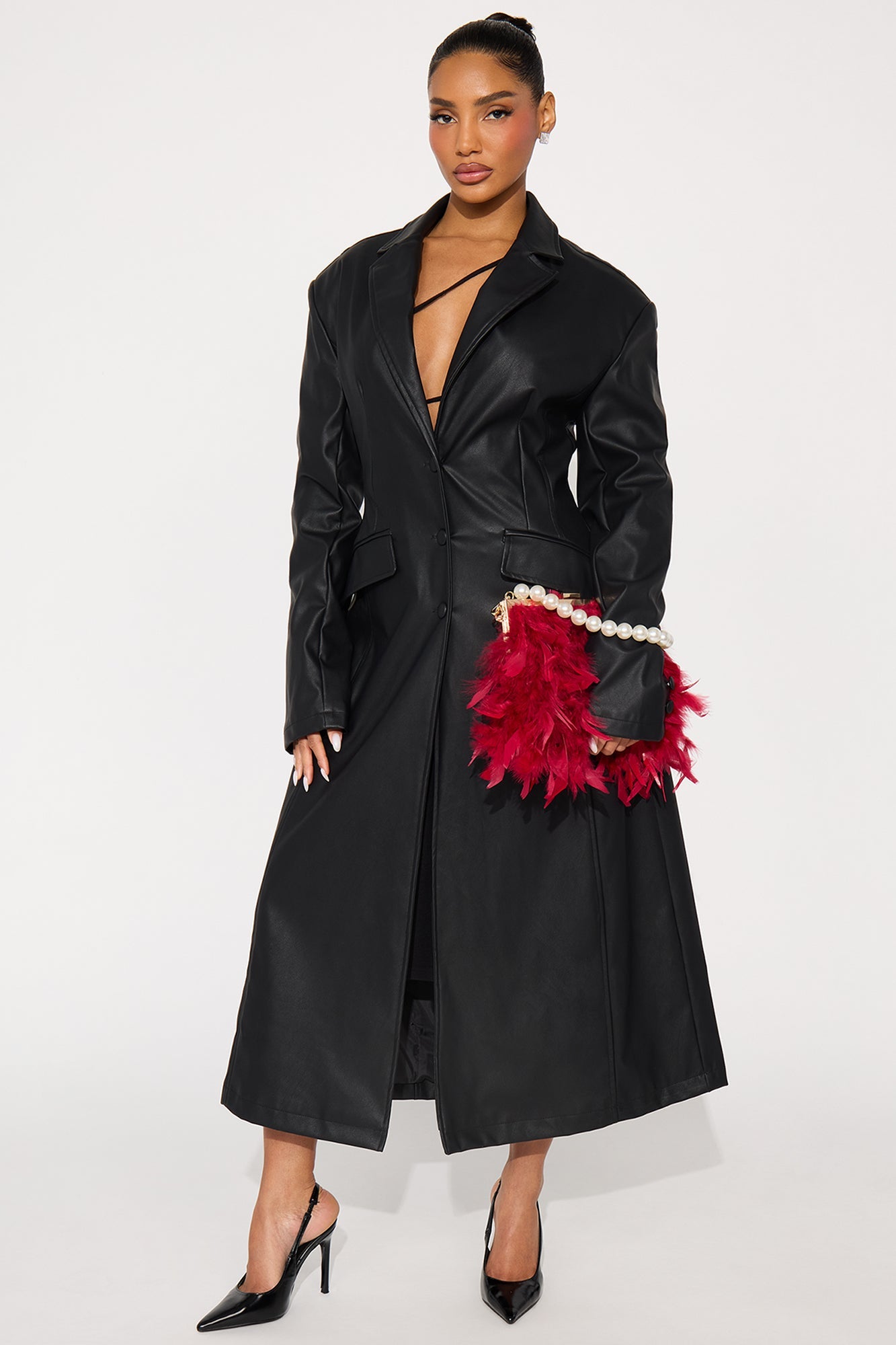 Soft Soiree Feather Clutch - Burgundy