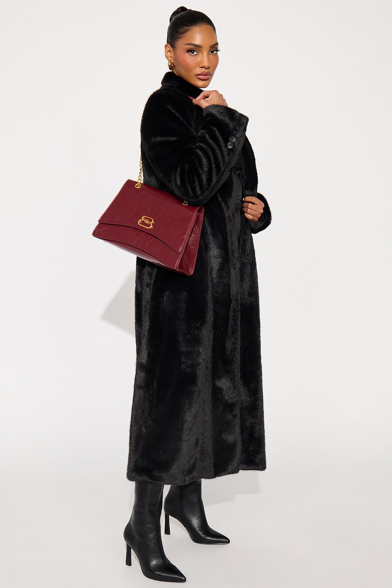 Got You On The Edge Faux Leather Handbag - Burgundy