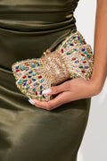 Talk About Rhinestones & Jewels Clutch Handbag - Multi Color