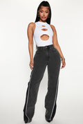 Zip It Up Straight Leg Jeans - Black