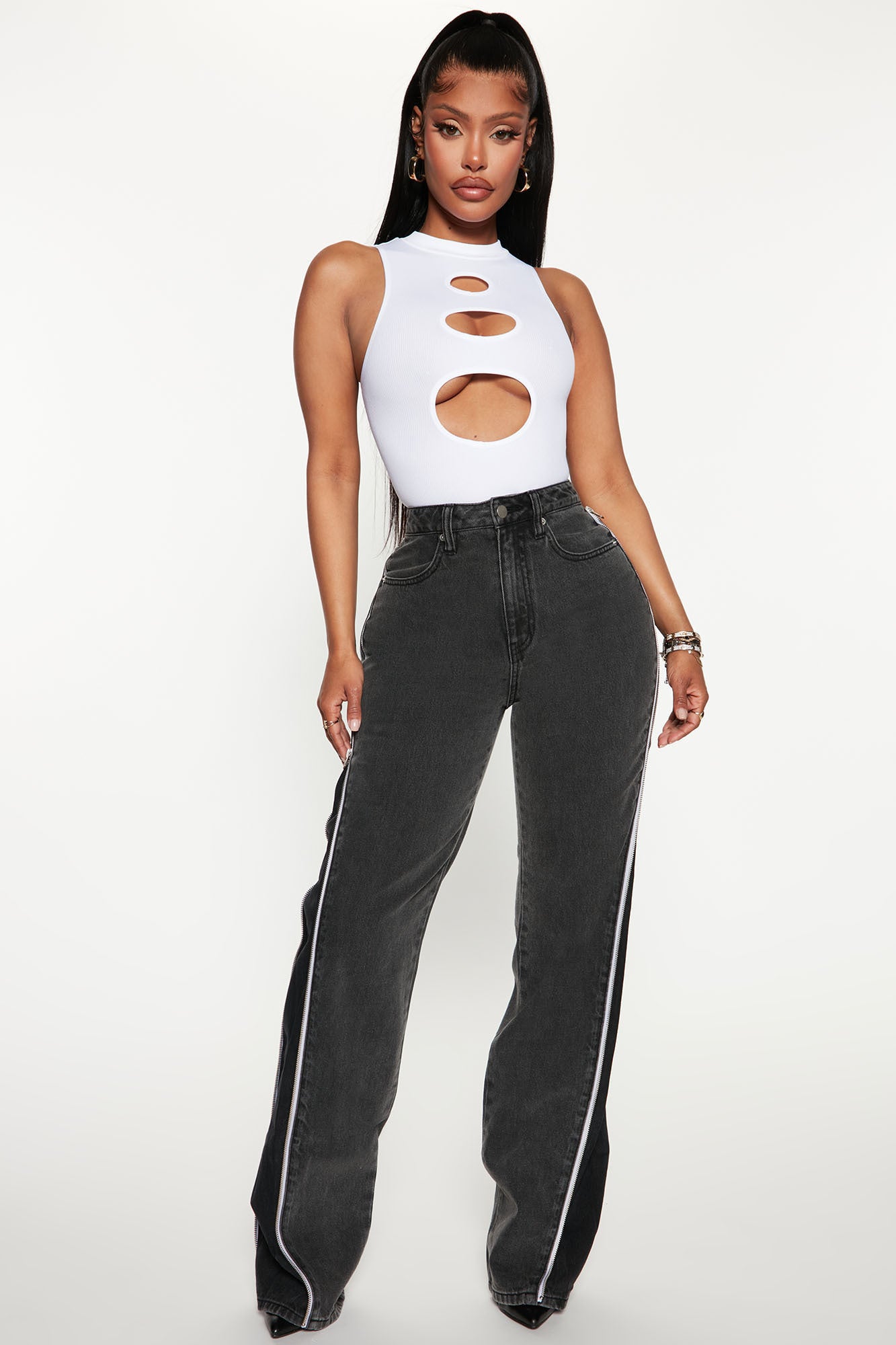 Zip It Up Straight Leg Jeans - Black