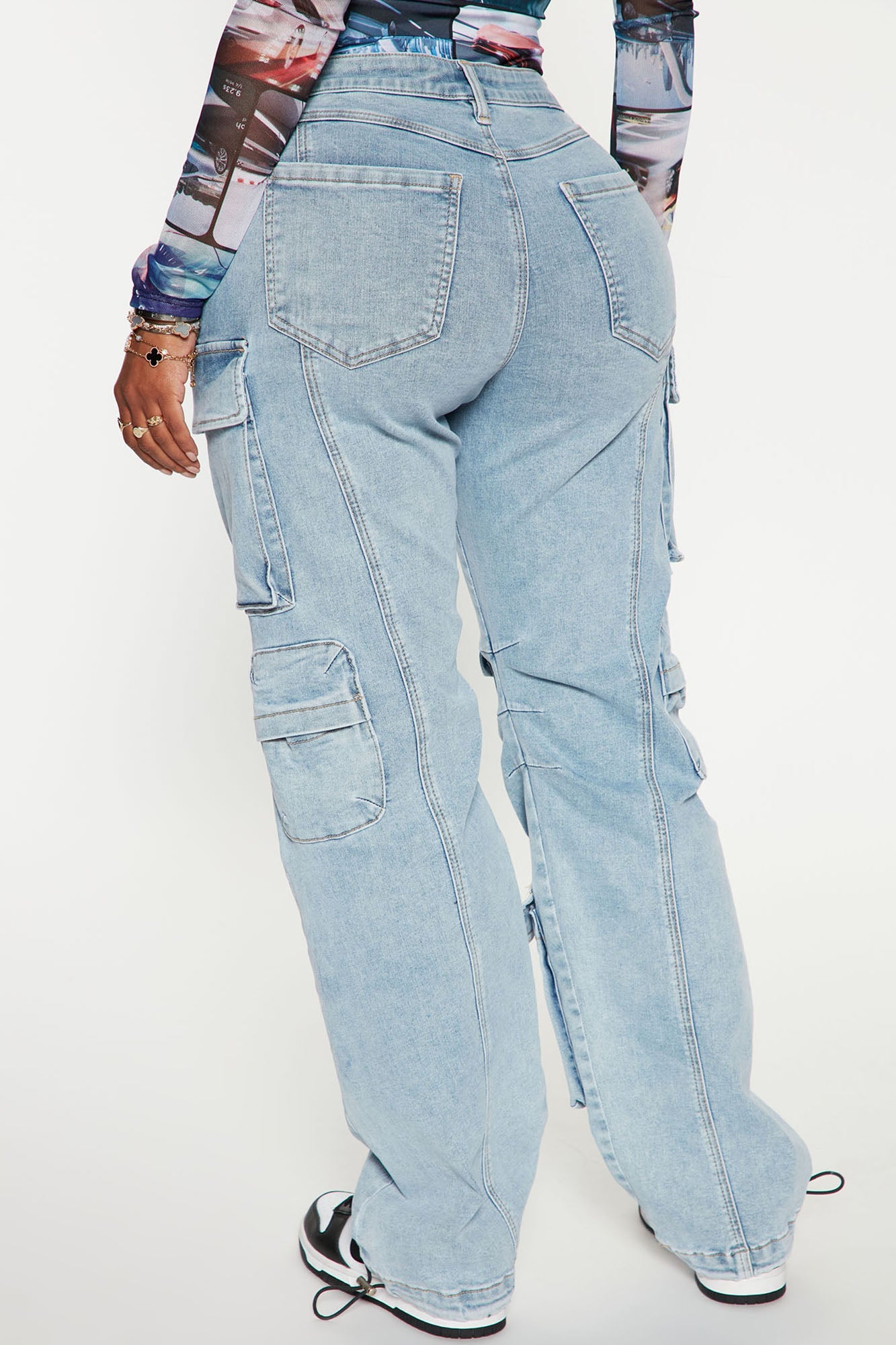 Fairfax High Rise Stretch Cargo Jeans - Light Wash