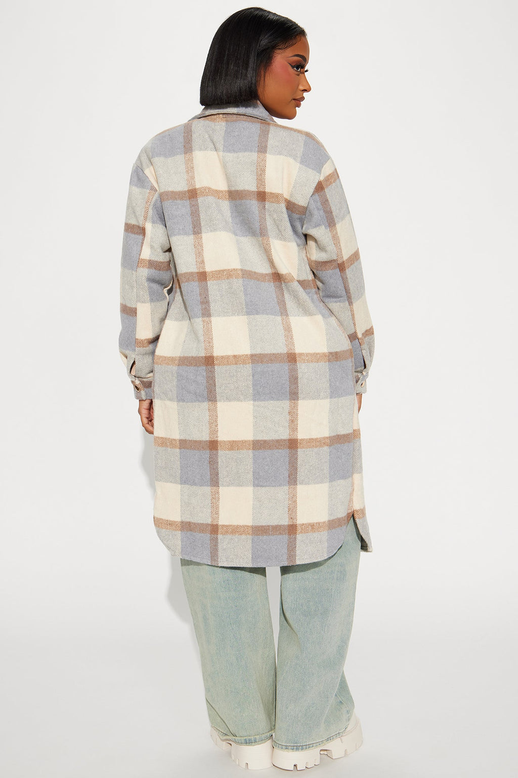 About Her Business Plaid Coat - Cream/combo