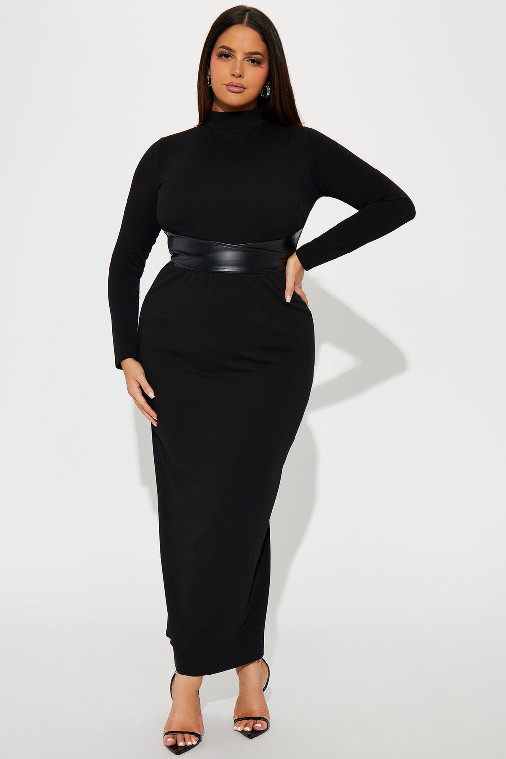 Brianna Belted Maxi Dress - Black