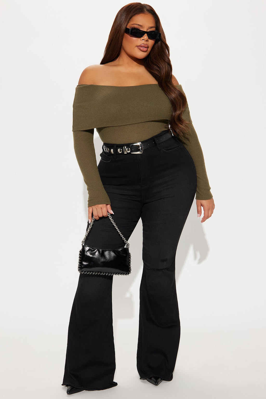 Get What I Want Stretch Flare Jeans - Black Wash