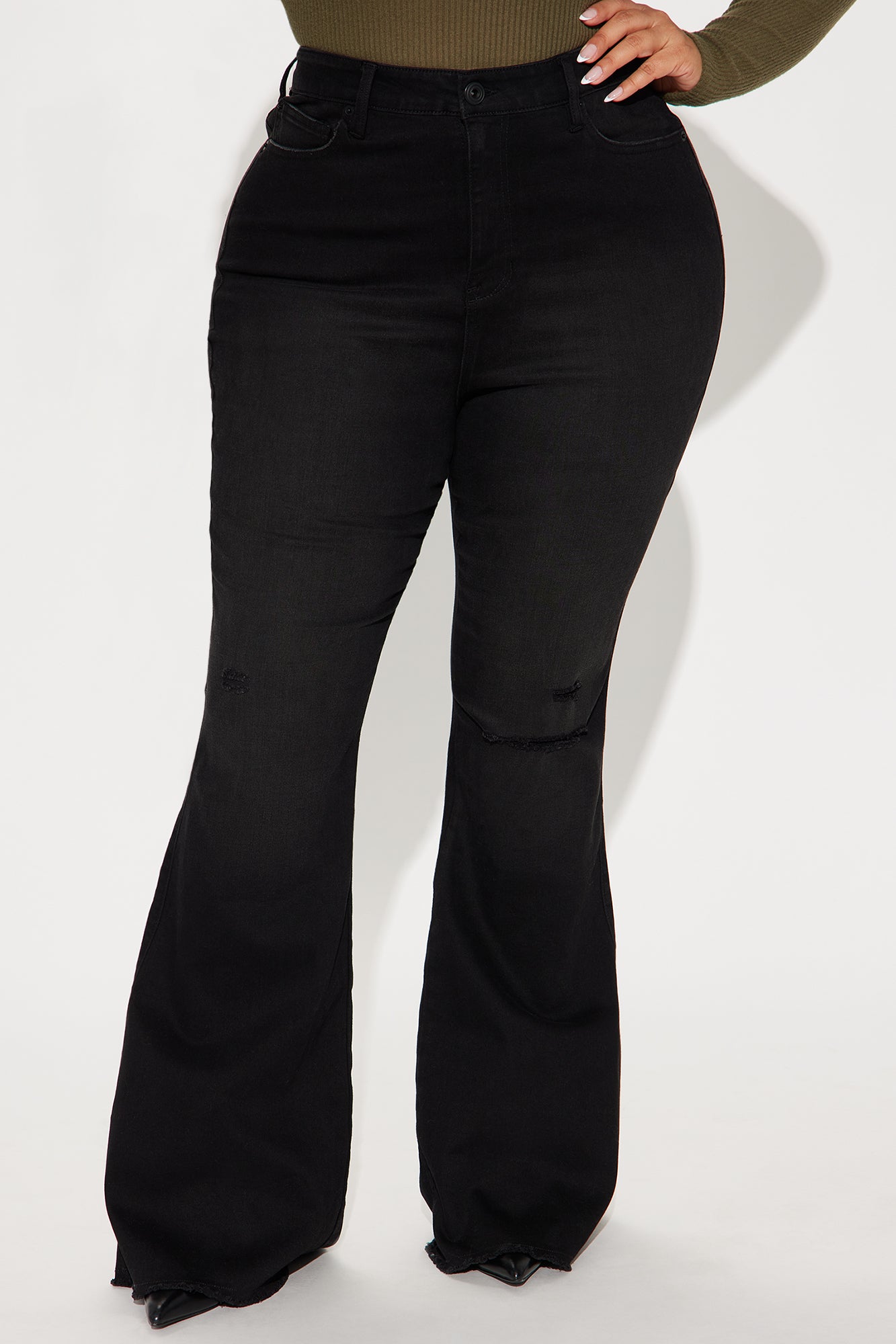 Get What I Want Stretch Flare Jeans - Black Wash