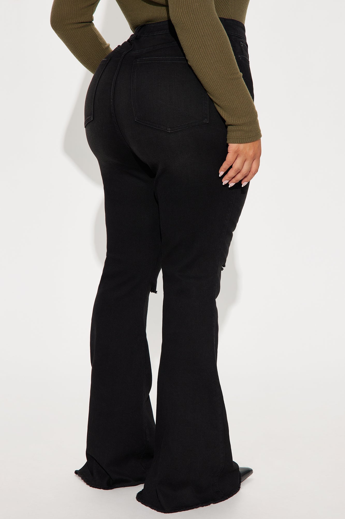 Get What I Want Stretch Flare Jeans - Black Wash