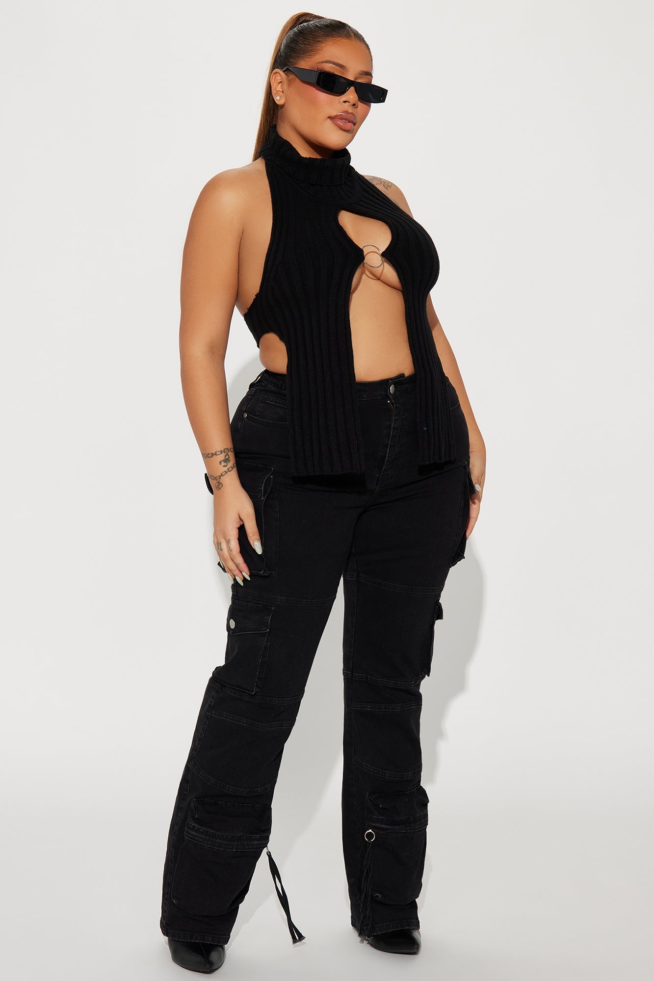 No Matter What Stretch Straight Leg Cargo Jean - Black