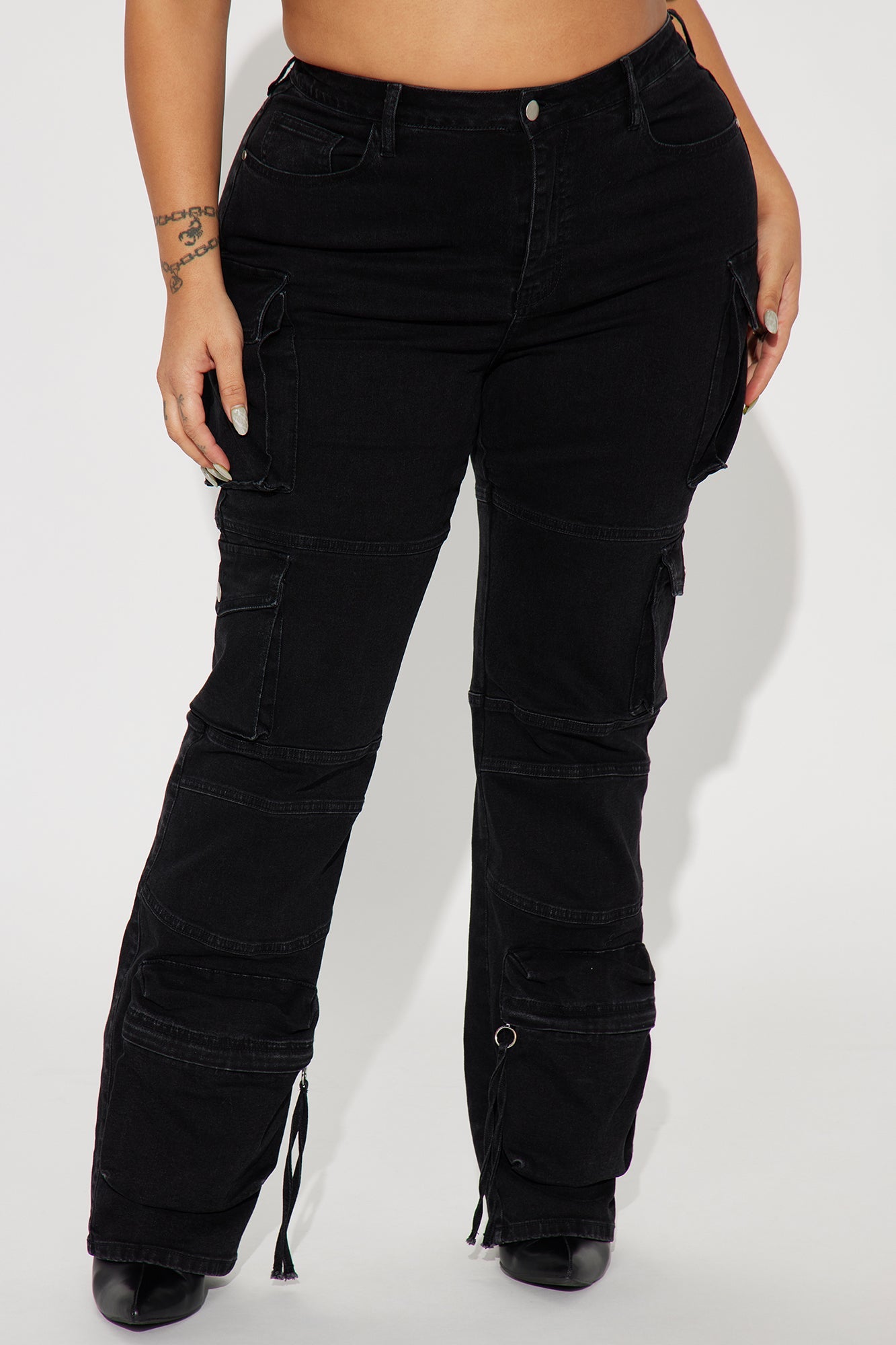 No Matter What Stretch Straight Leg Cargo Jean - Black