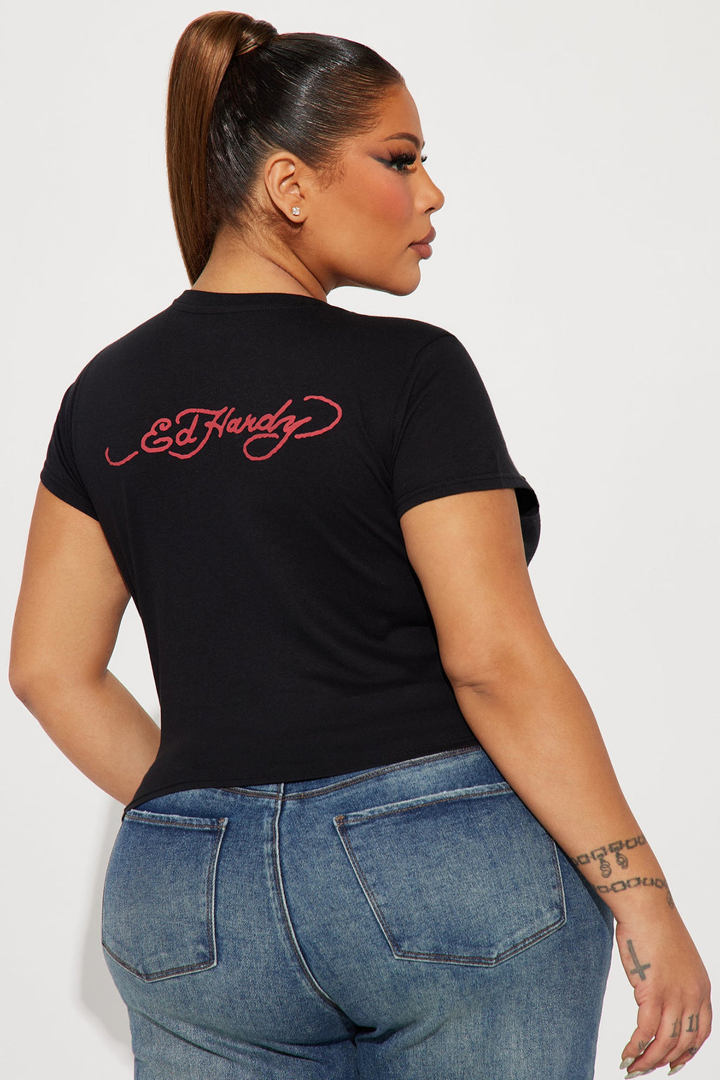 Baby Devil Ed Hardy Rhinestone Tee - Black