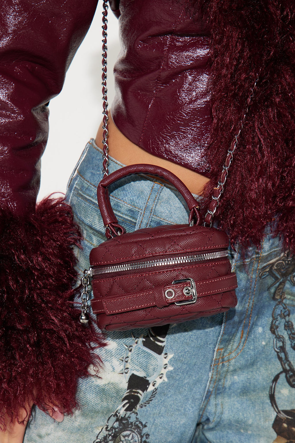 Buckle You Down Crossbody Bag - Wine