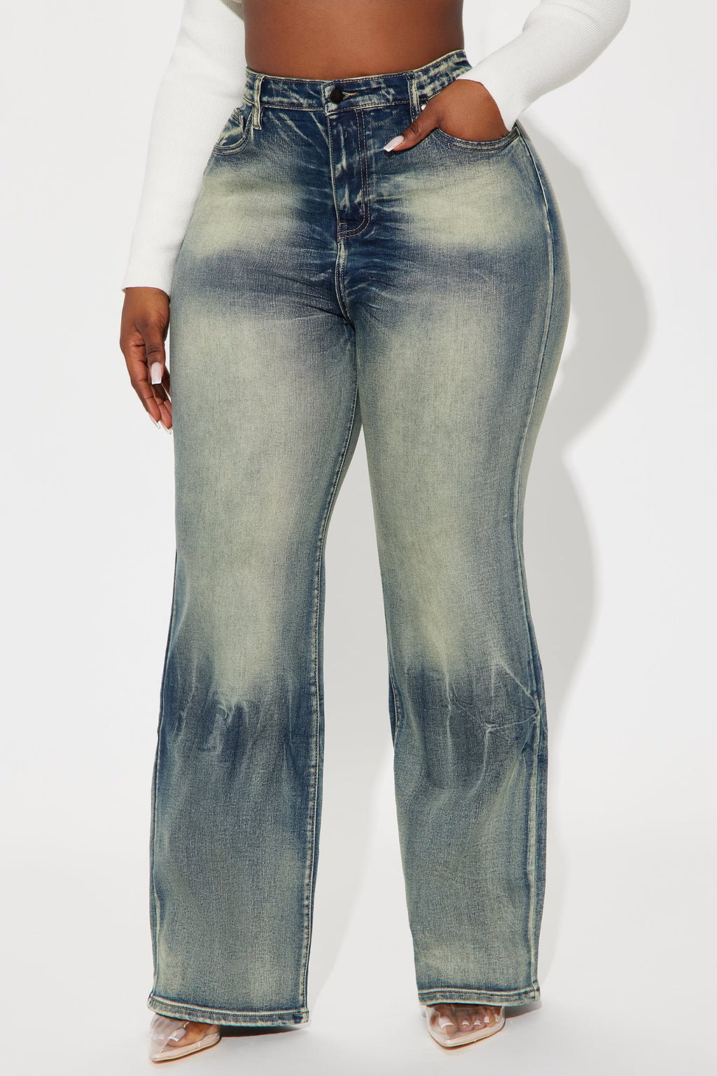 Like No Others Tinted Stretch Straight Leg Jeans - Dark Wash