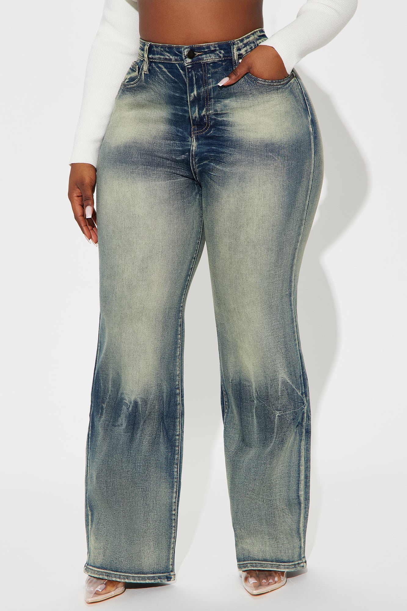 Like No Others Tinted Stretch Straight Leg Jeans - Dark Wash